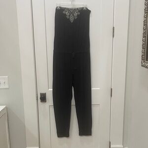 Lucky Brand Black Jumpsuit with Strapless Embellished Neckline